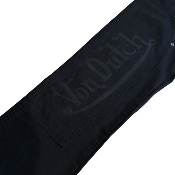 NWT Von Dutch Black Cotton Carpenter Flying Eyeball Embroidered Jeans 30x32 - Picture 3 of 6